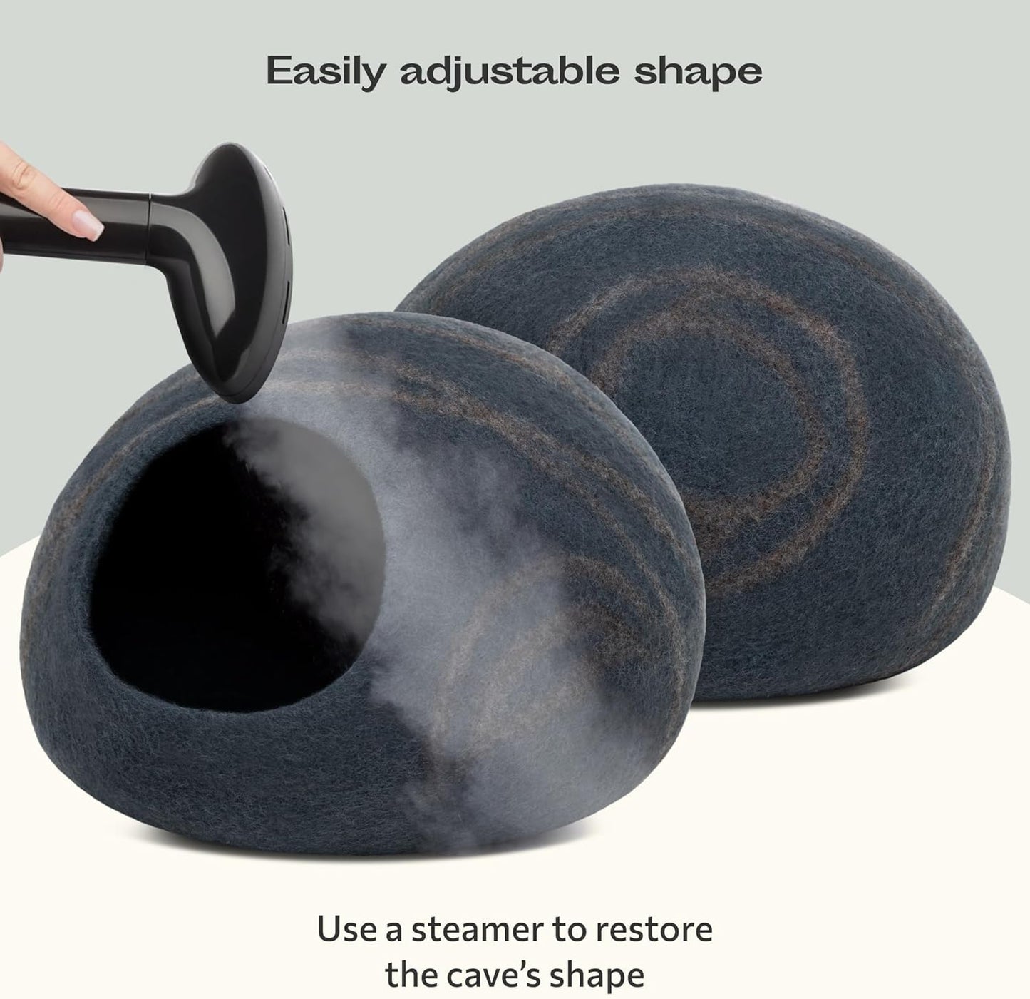 Cat Cave – Premium Felt Cat Bed for Indoor Cats, Handmade 100% Merino Wool (Large, Slate Gray)