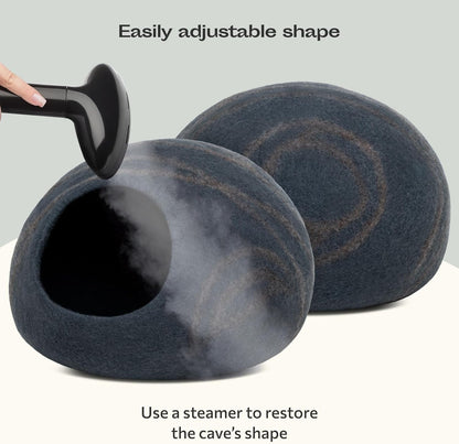 Cat Cave – Premium Felt Cat Bed for Indoor Cats, Handmade 100% Merino Wool (Large, Slate Gray)