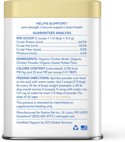 Bone Broth for Dogs and Cats – Dog Bone Broth Powder for Dog Food Topper for Picky Eaters – Cat and Dog Broth - Dog Gravy Topper for Dry Food – Chicken Broth for Dogs and Cast – 11.5 Oz