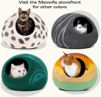 Cat Cave – Premium Felt Cat Bed for Indoor Cats, Handmade 100% Merino Wool (Large, Slate Gray)